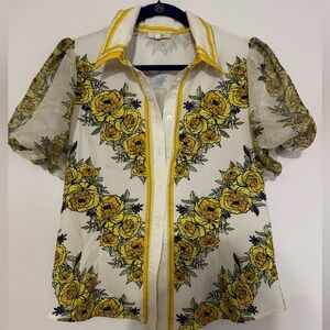 Floral Yellow Sheer Women's Top